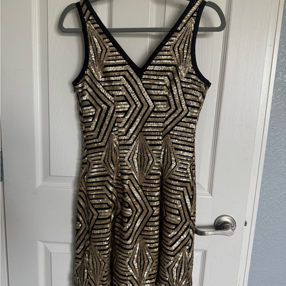 Ann Taylor Black and Cream Fit and Flare Mini Dress